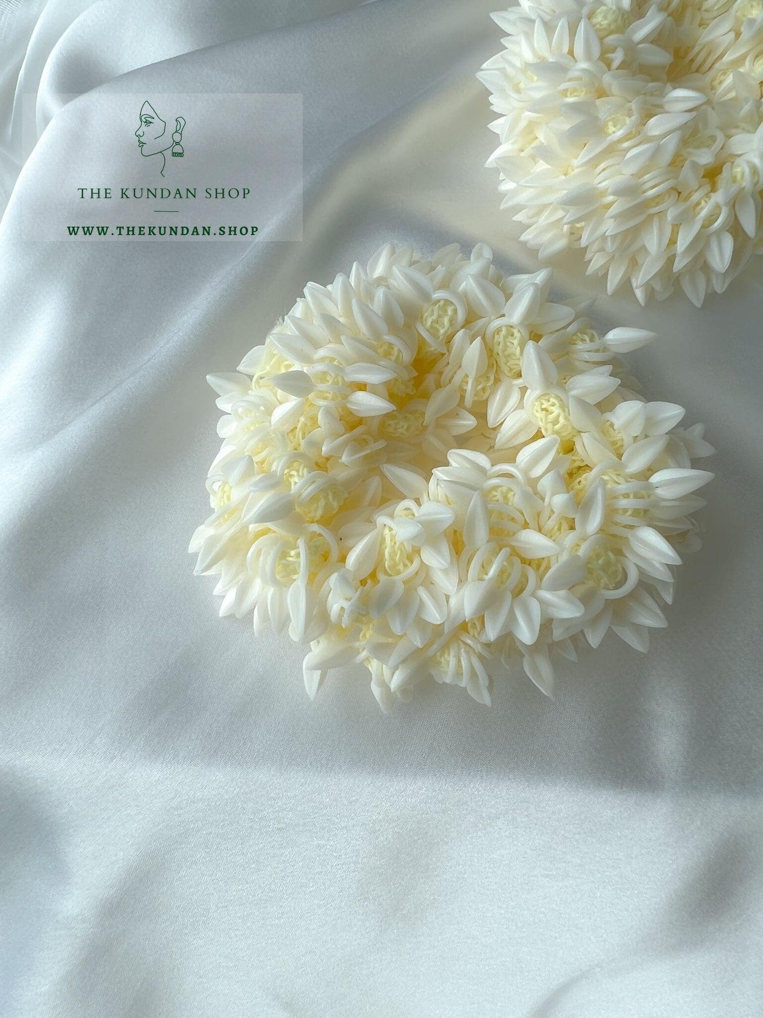 Faux Jasmine Flower Scrunchie Hair Pins THE KUNDAN SHOP 