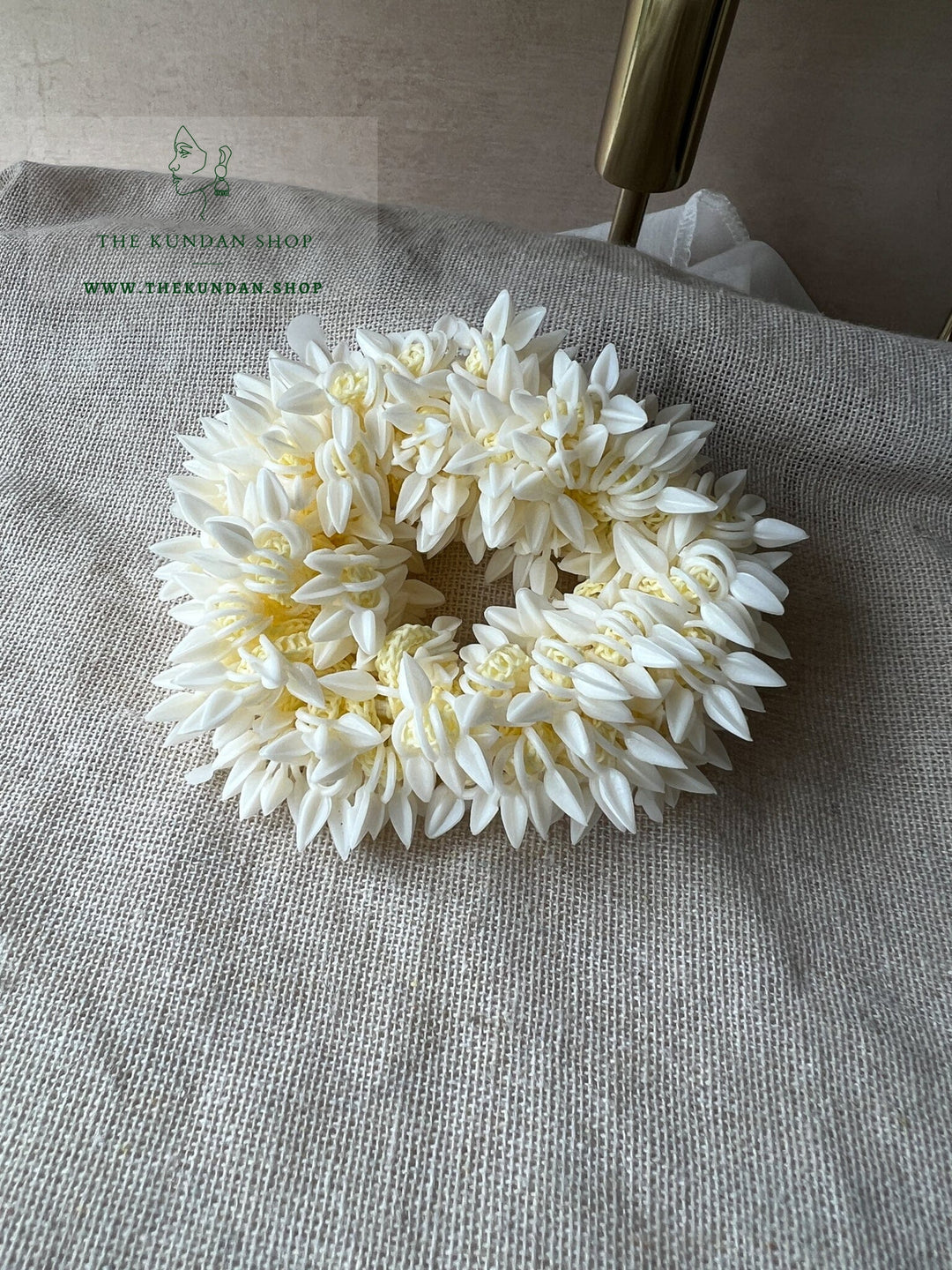 Faux Jasmine Flower Scrunchie Hair Pins THE KUNDAN SHOP 