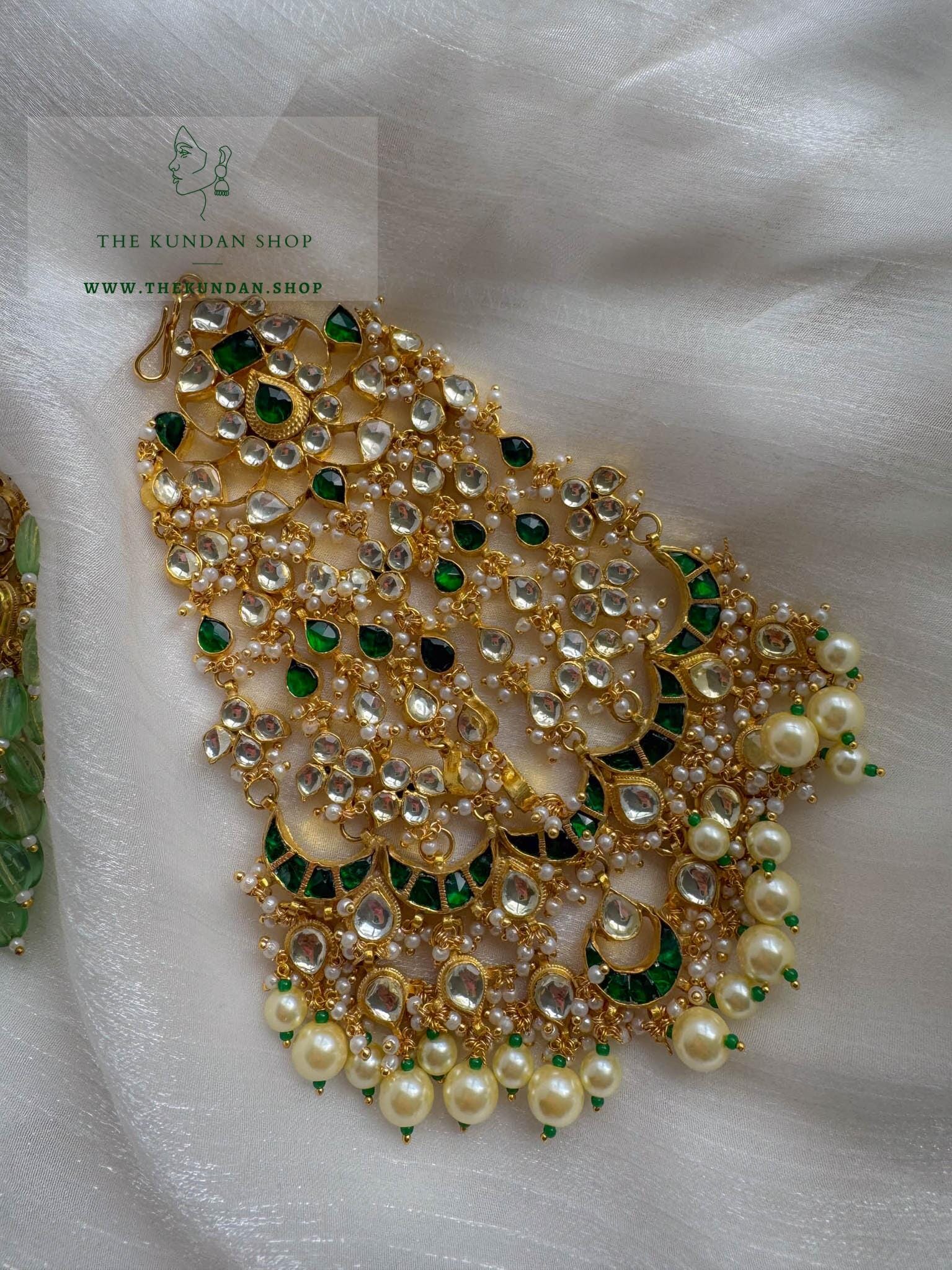 Grand Entrance Kundan Passa Passa THE KUNDAN SHOP Emerald Green & Pearl 