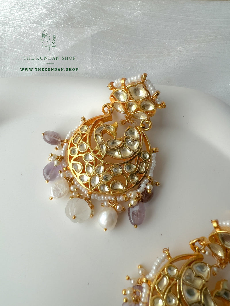 Genuine in Purple Pastel Earrings THE KUNDAN SHOP 