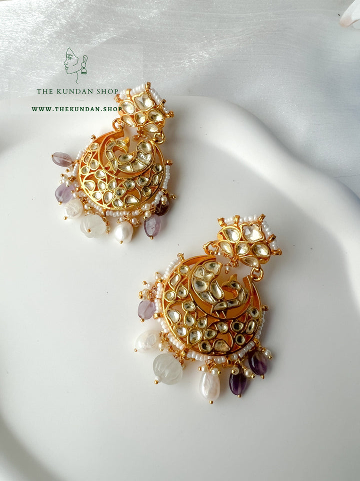 Genuine in Purple Pastel Earrings THE KUNDAN SHOP 