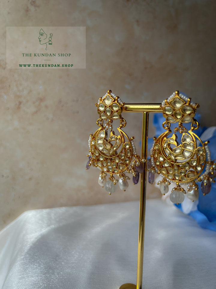 Genuine in Purple Pastel Earrings THE KUNDAN SHOP 