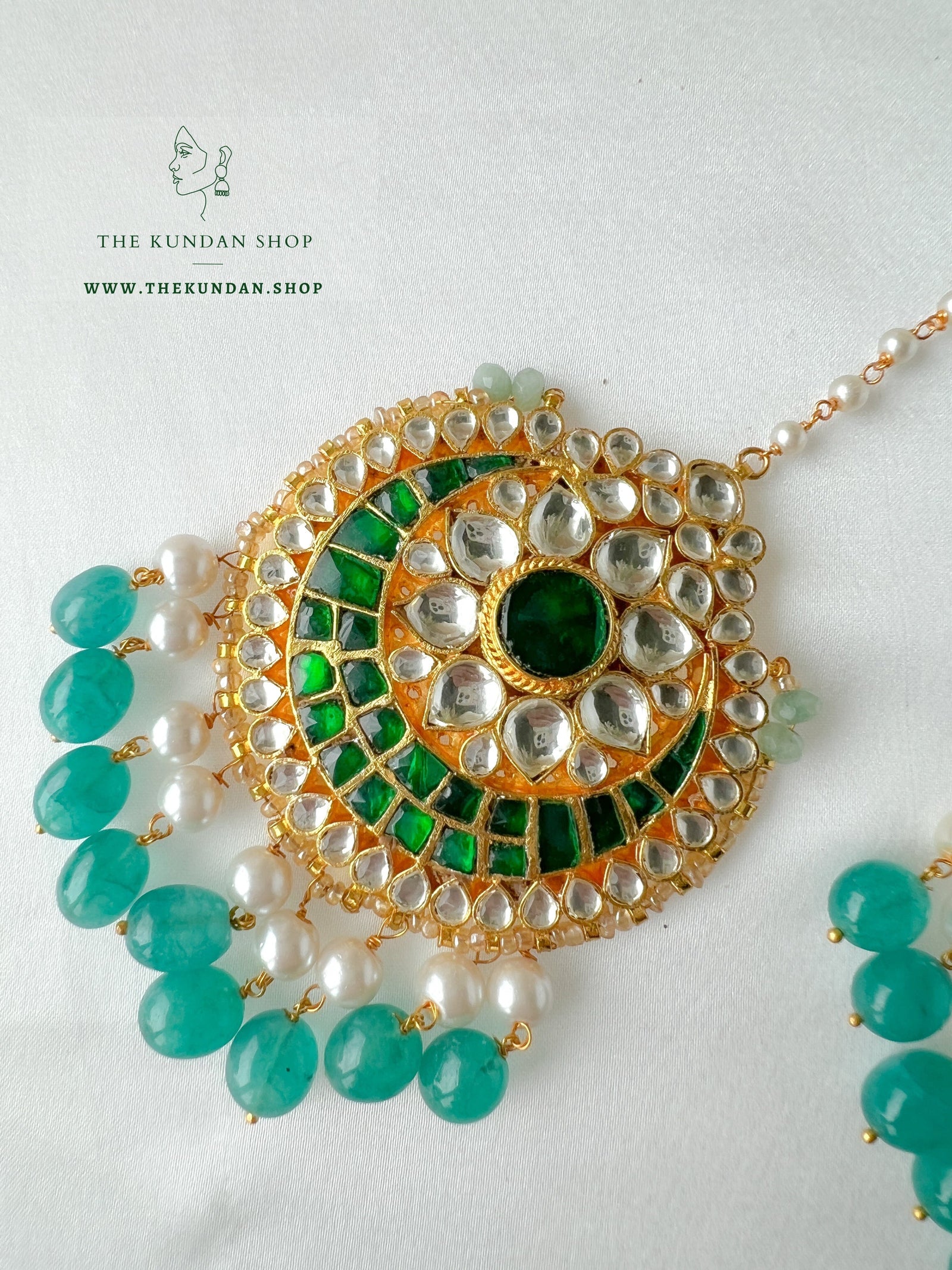 Pretty in Greens Maangtikka THE KUNDAN SHOP 
