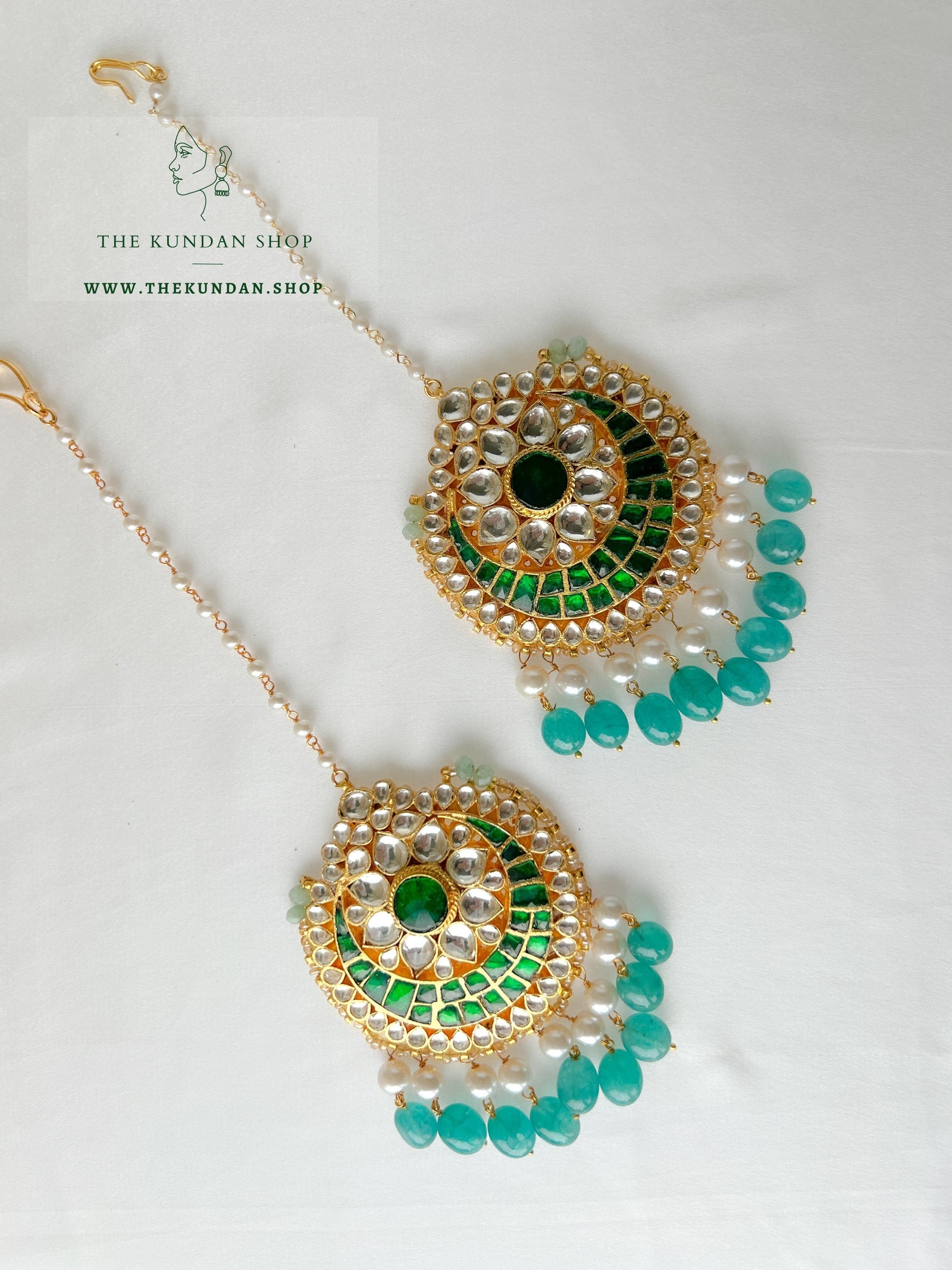 Pretty in Greens Maangtikka THE KUNDAN SHOP 