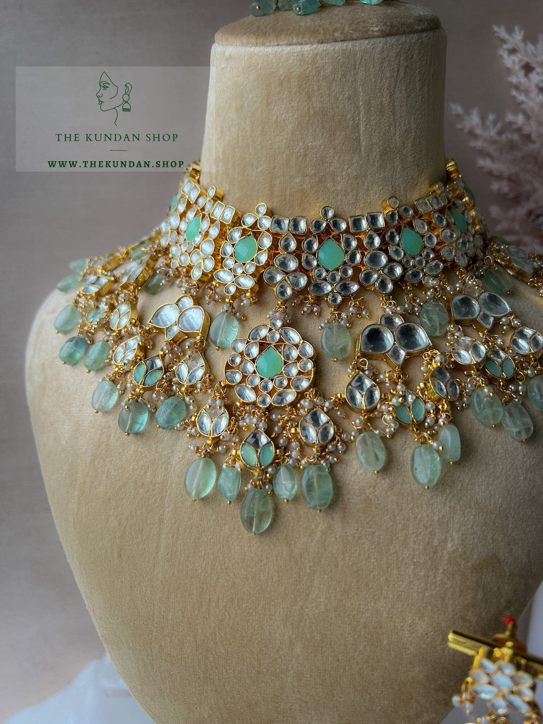 Unconditional Sage & Mint in Kundan Necklace Sets THE KUNDAN SHOP 