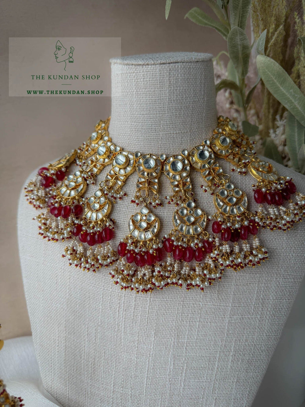 Managed in Ruby Necklace Sets THE KUNDAN SHOP 
