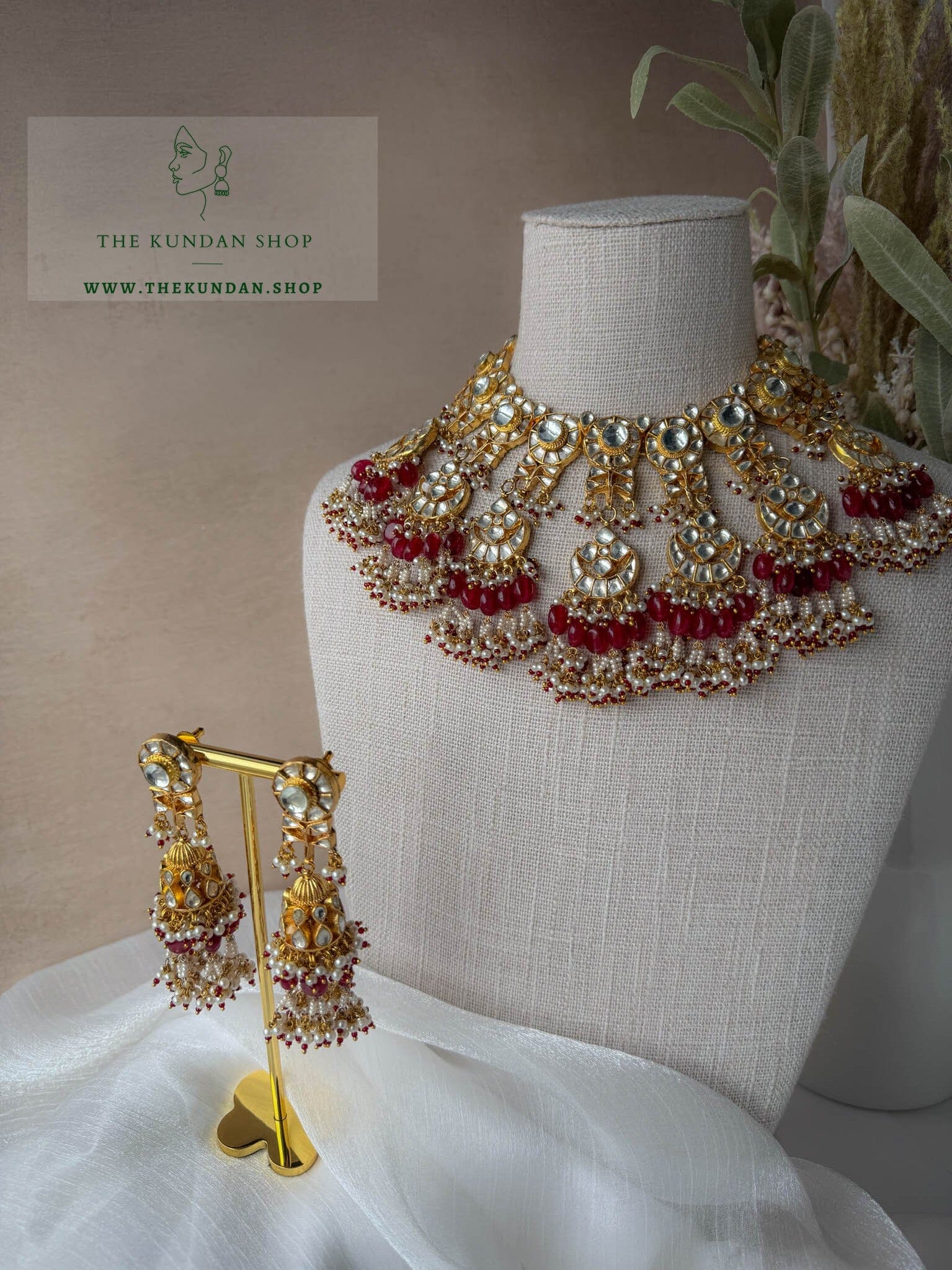 Managed in Ruby Necklace Sets THE KUNDAN SHOP 