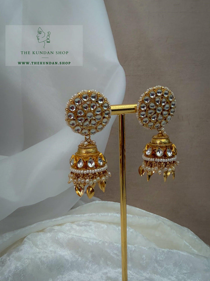 Pippal Patti Jhumki in Kundan Earrings THE KUNDAN SHOP 