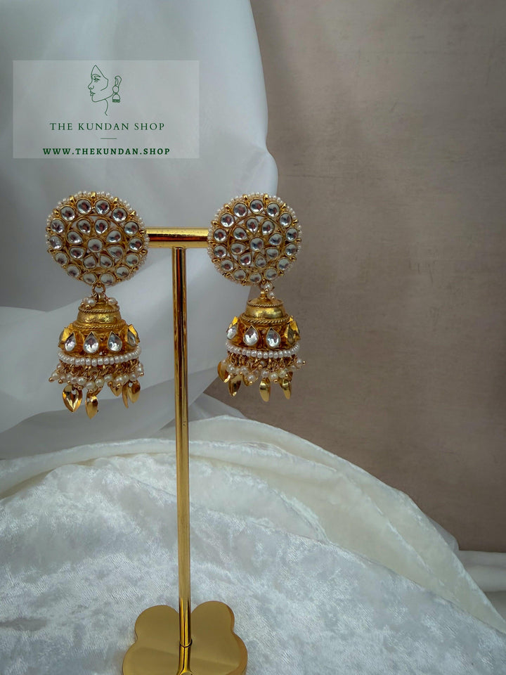 Pippal Patti Jhumki in Kundan Earrings THE KUNDAN SHOP 