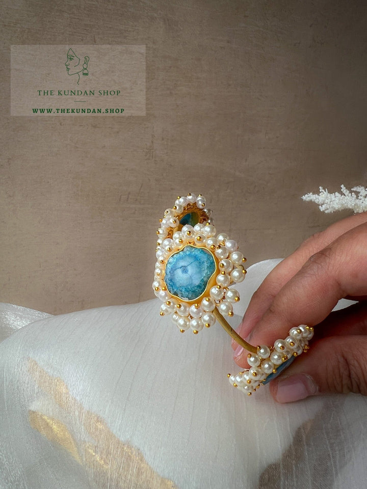 True Blue Pearl Cuff Bangles THE KUNDAN SHOP 