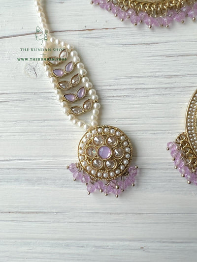 Ardent in Lavender Earrings + Tikka THE KUNDAN SHOP 