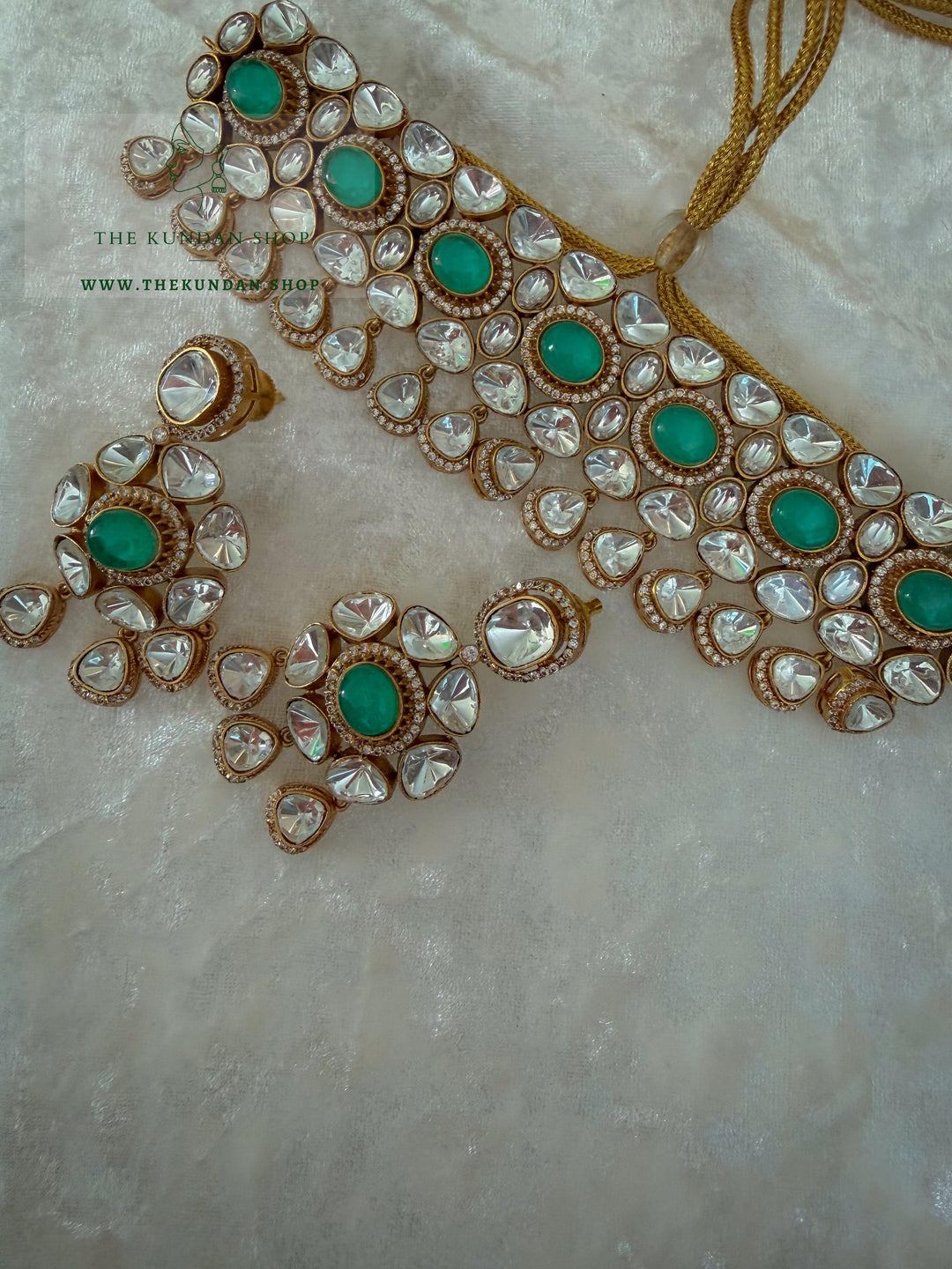Courted in Stone // Light Green Necklace Sets THE KUNDAN SHOP 