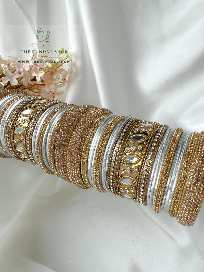 Marquee Sheesha Bangles in Light Grey Bangles THE KUNDAN SHOP 