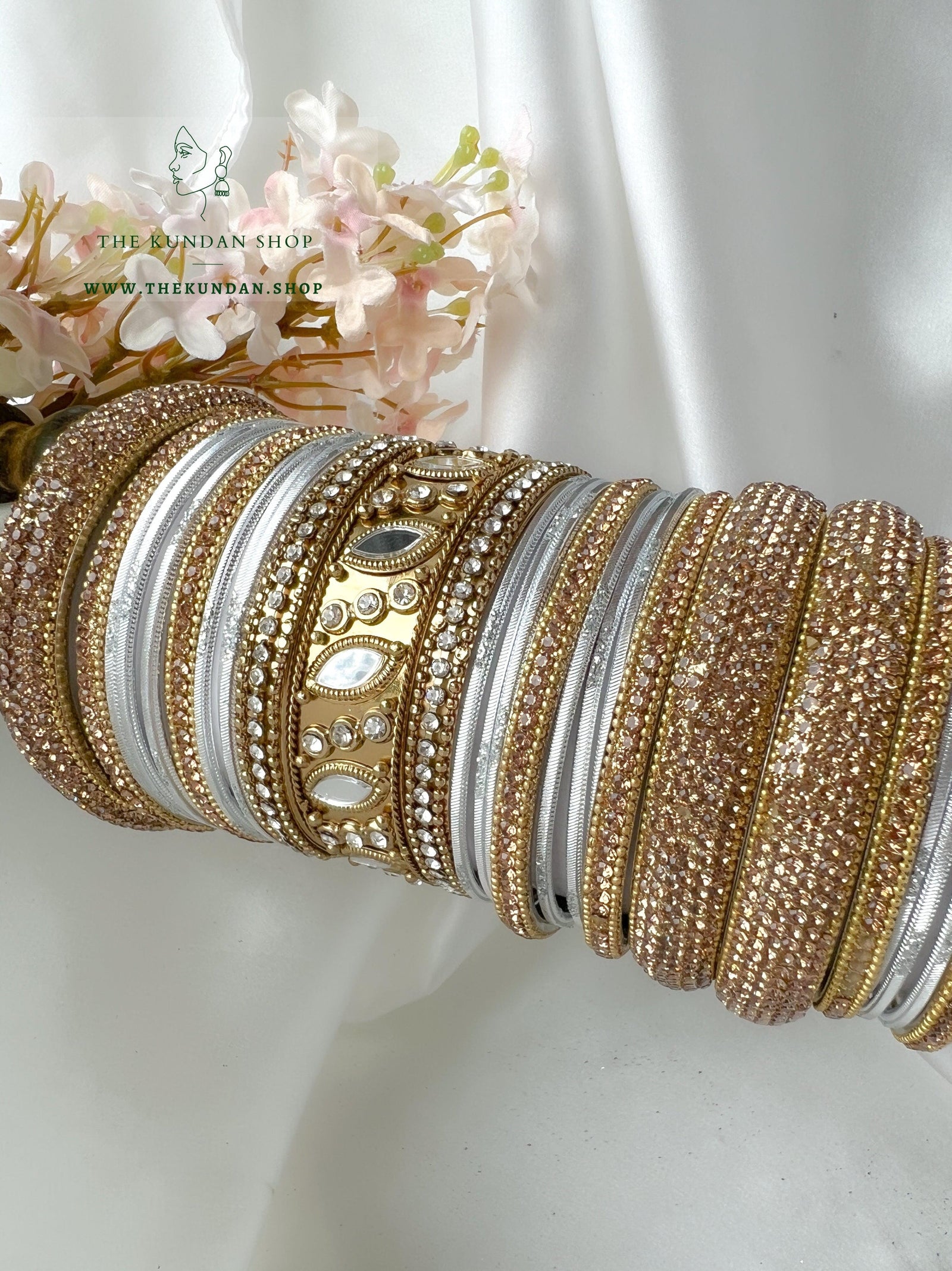 Marquee Sheesha Bangles in Light Grey Bangles THE KUNDAN SHOP 