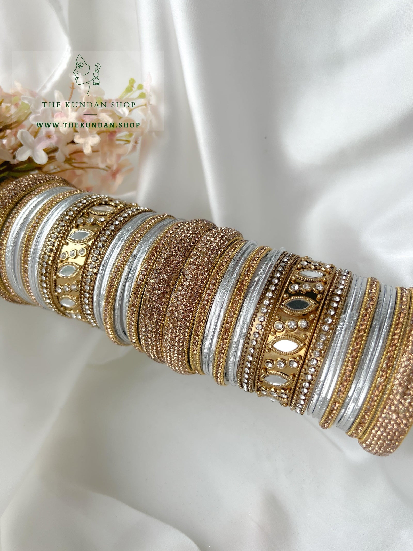 Marquee Sheesha Bangles in Light Grey Bangles THE KUNDAN SHOP 