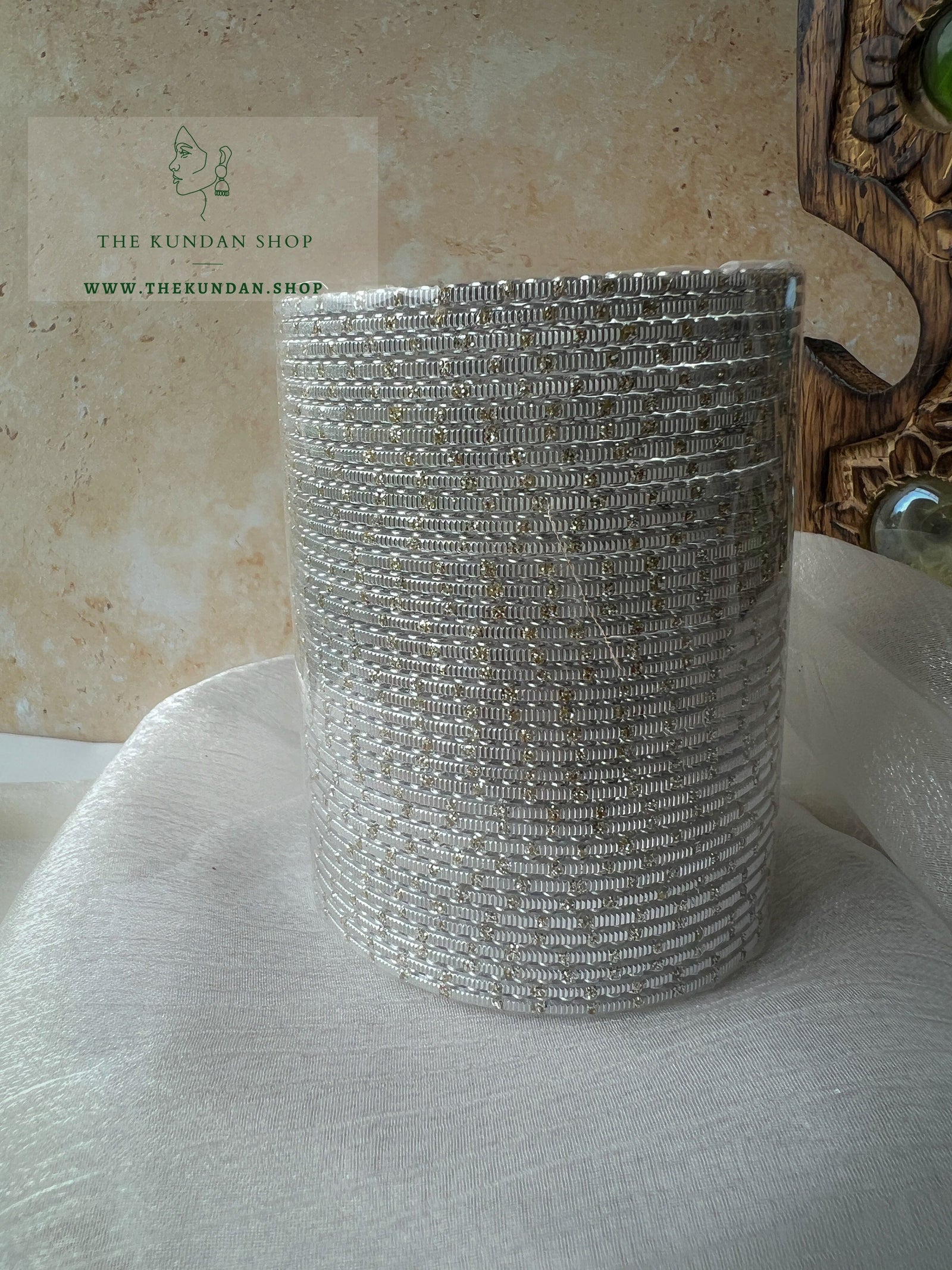 Sparkle & Sheen Bangles in Light Grey Bangles THE KUNDAN SHOP 