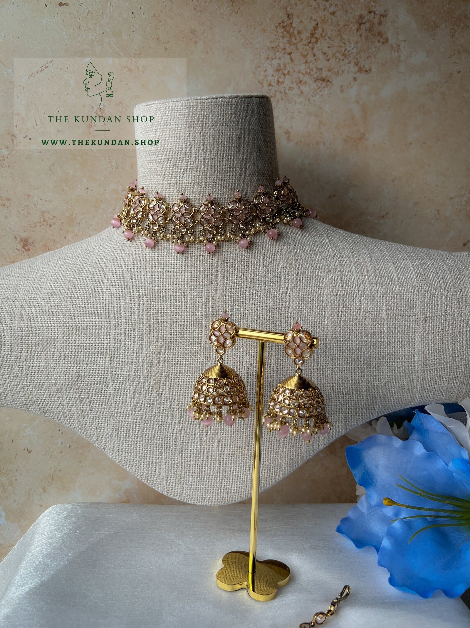 Rescued Floral in Light Pink Necklace Sets THE KUNDAN SHOP 