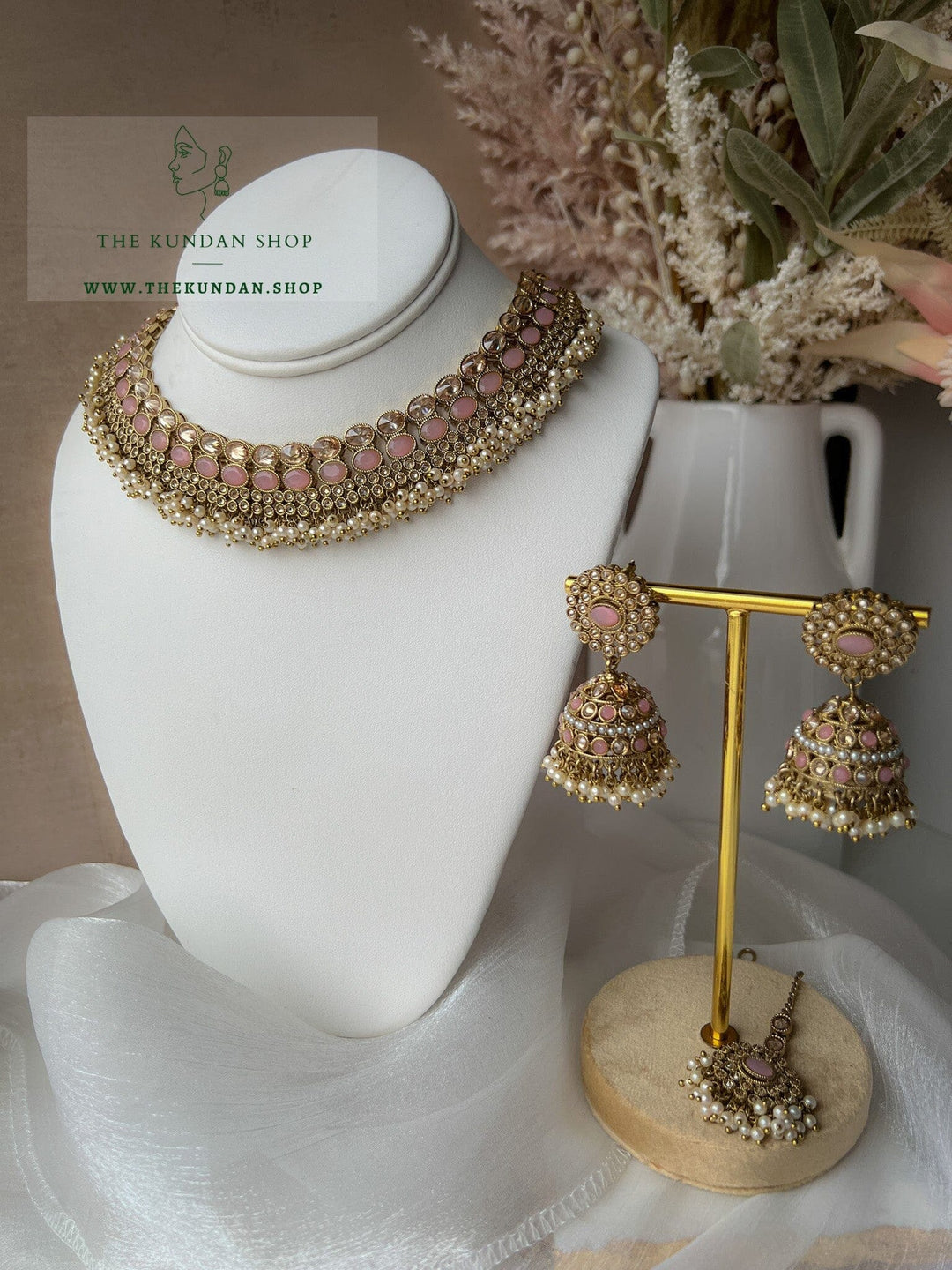 Caring Polki in Light Pink Necklace Sets THE KUNDAN SHOP 