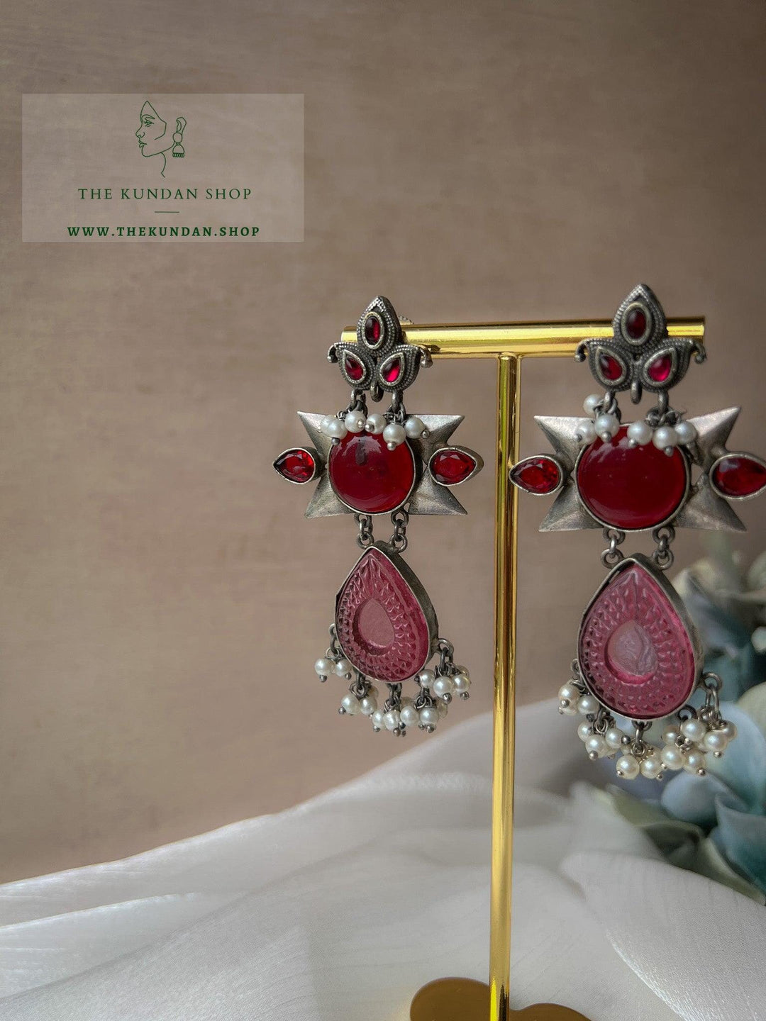 Carved Statements in Oxidized Earrings THE KUNDAN SHOP 