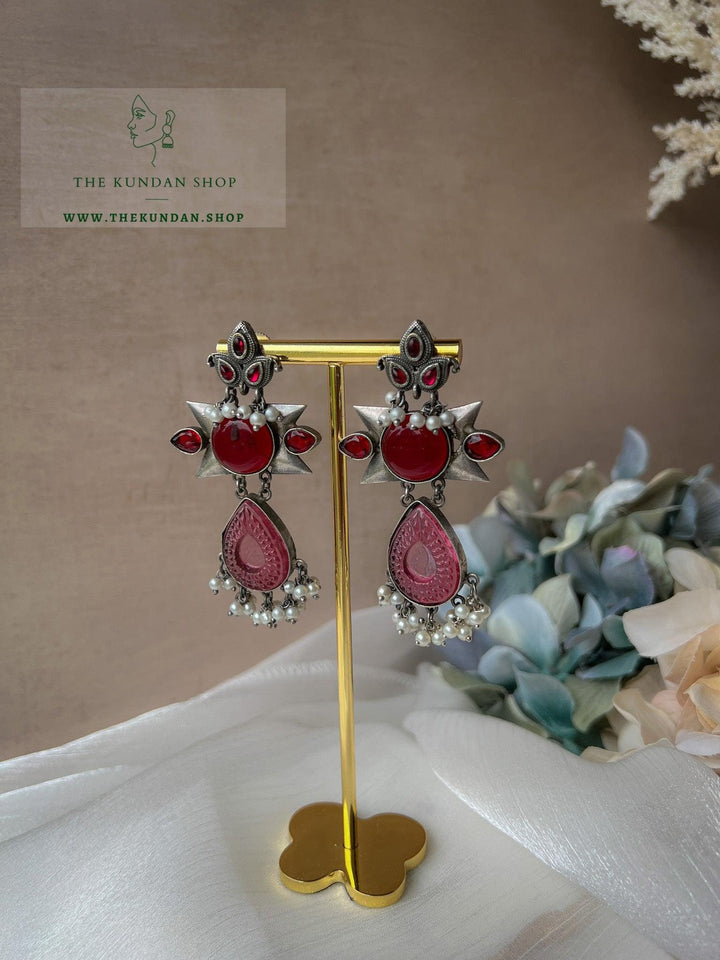 Carved Statements in Oxidized Earrings THE KUNDAN SHOP Two Tone Red 