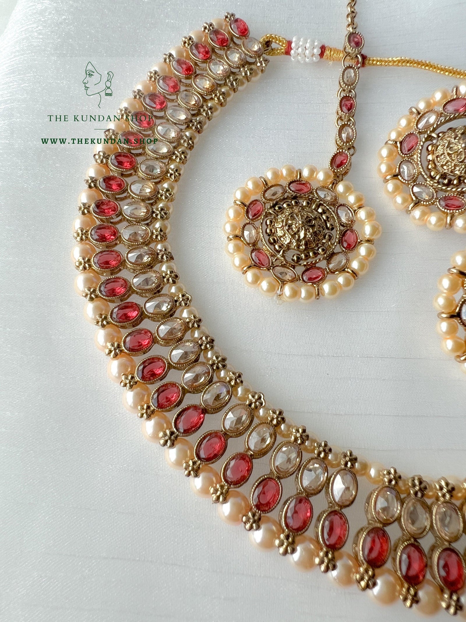 Flushed Polki in Red Necklace Sets THE KUNDAN SHOP 