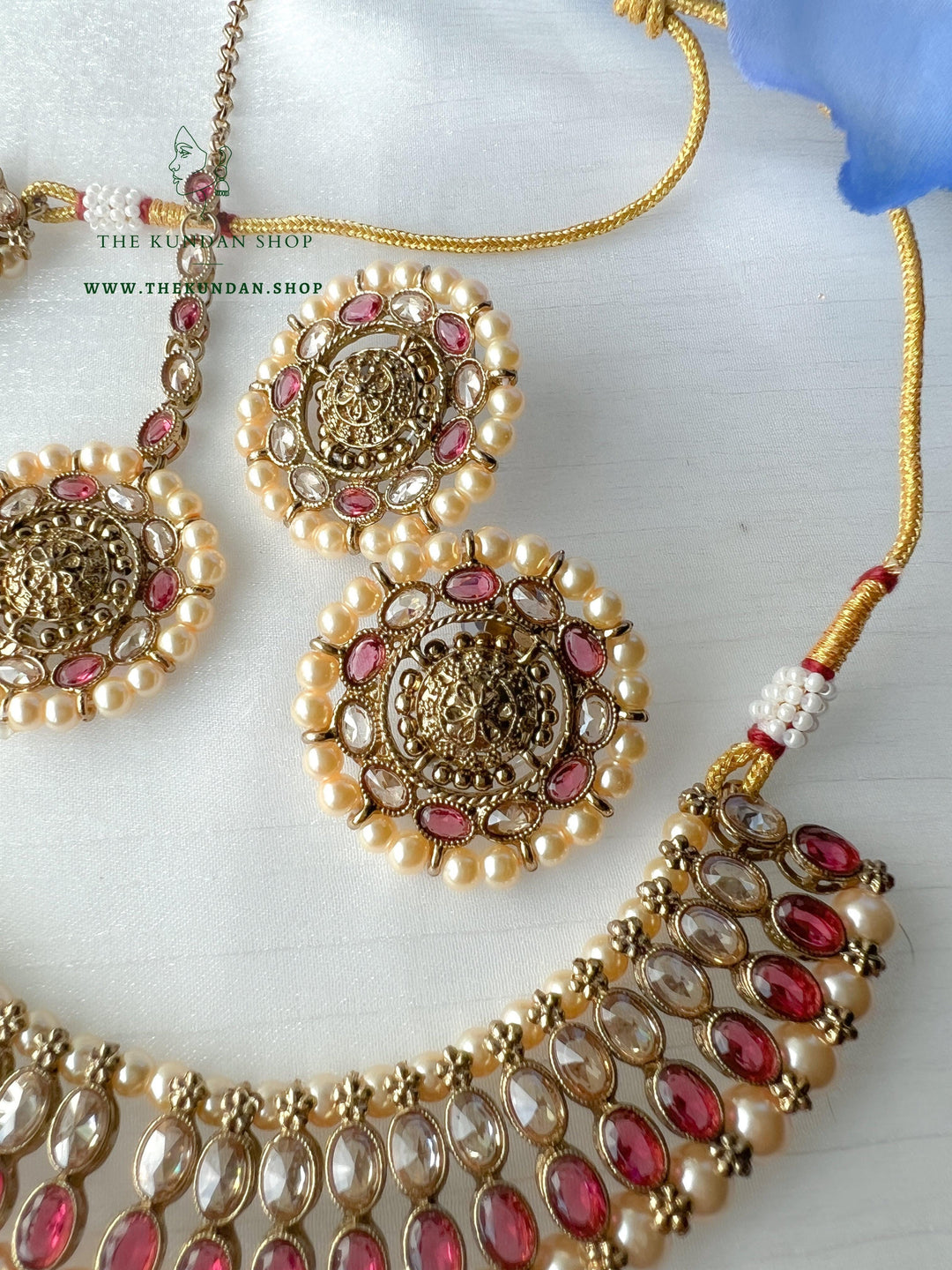 Flushed Polki in Red Necklace Sets THE KUNDAN SHOP 