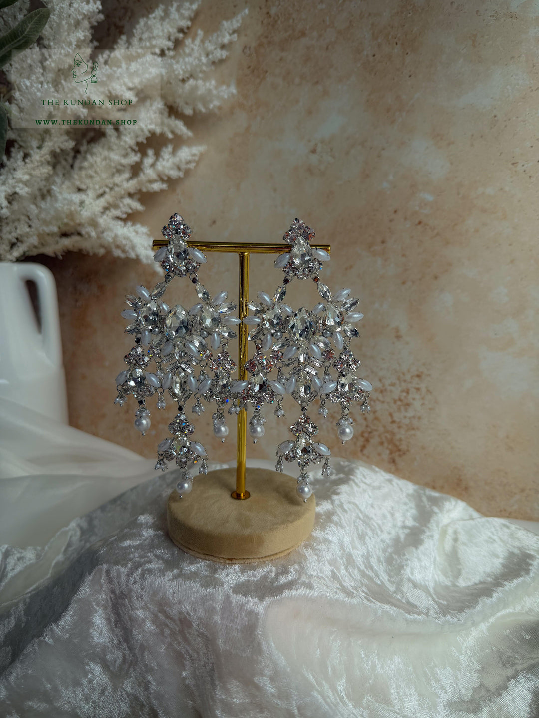 Crystal Veil Earrings THE KUNDAN SHOP 