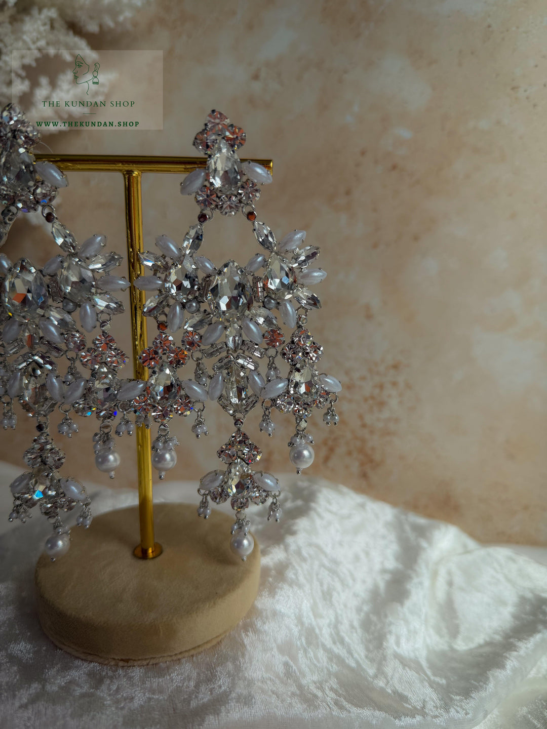 Crystal Veil Earrings THE KUNDAN SHOP Silver 