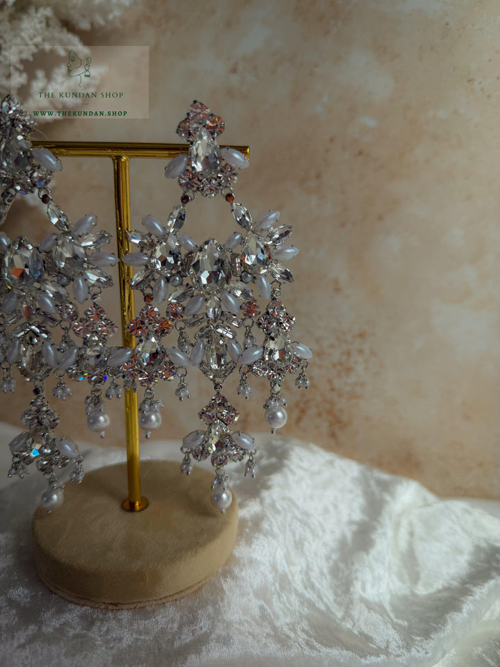 Crystal Veil Earrings THE KUNDAN SHOP Silver 