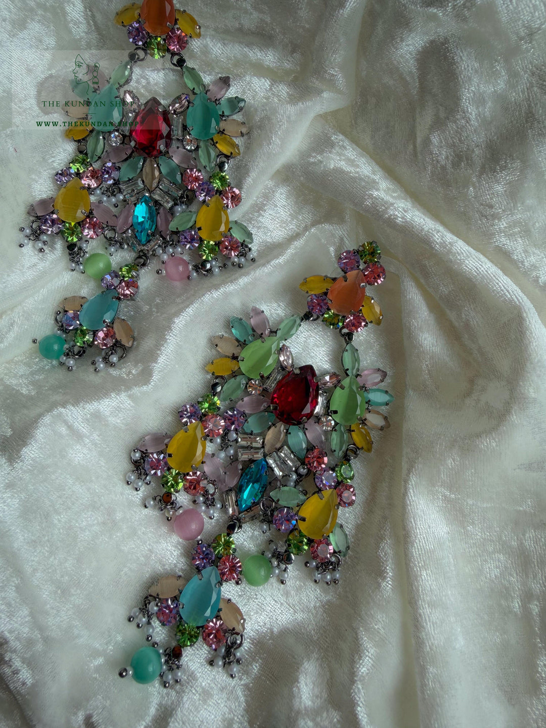 Crystal Veil Earrings THE KUNDAN SHOP 