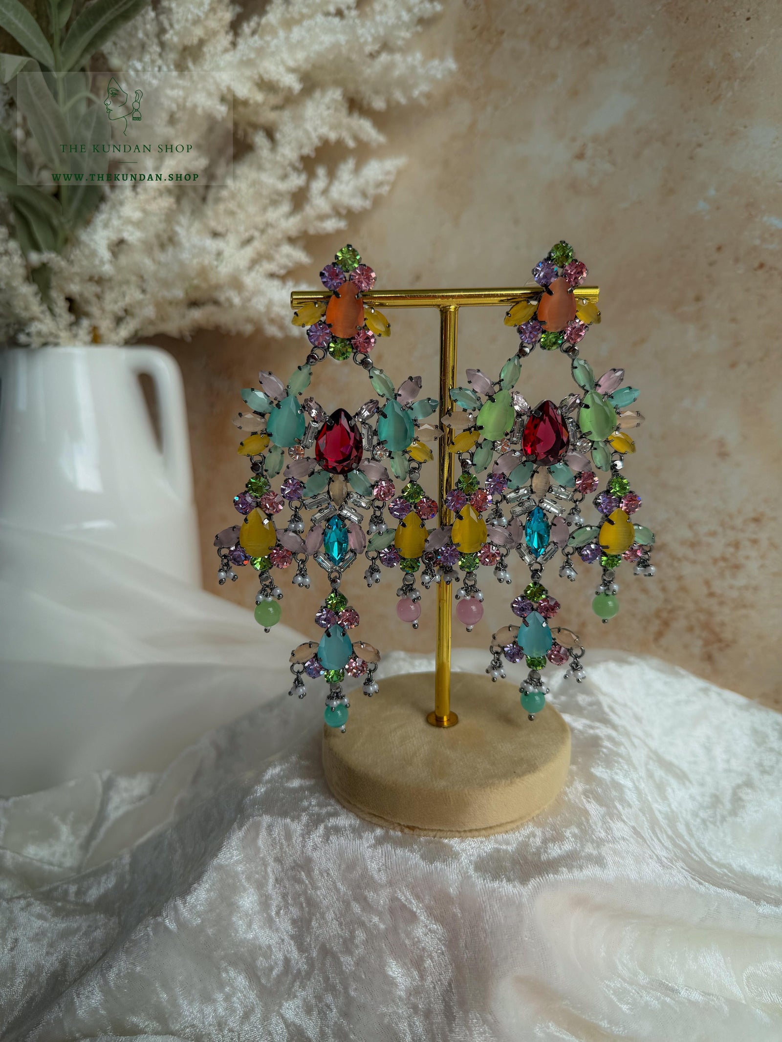 Crystal Veil Earrings THE KUNDAN SHOP 