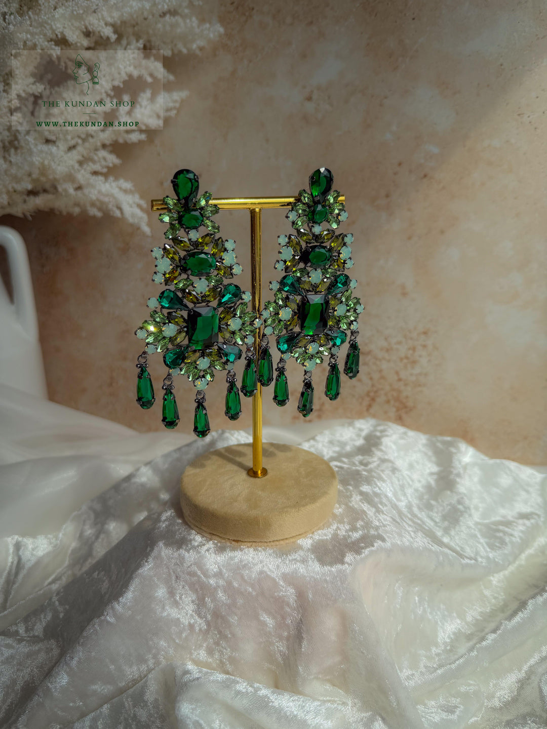 Brilliant Grace Earrings THE KUNDAN SHOP Green 
