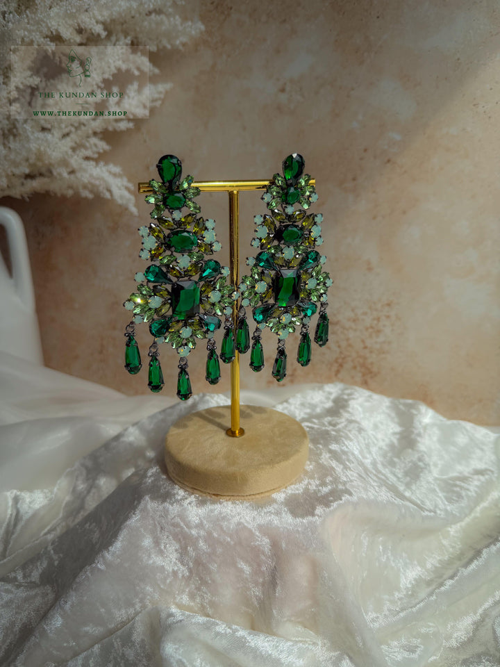 Brilliant Grace Earrings THE KUNDAN SHOP Green 