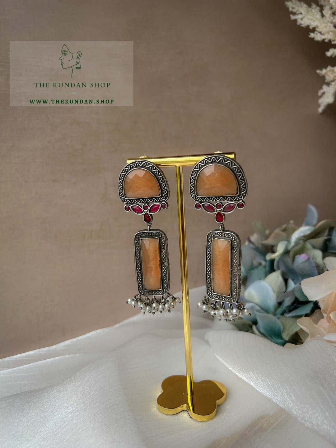 Long Drops in Oxidized Earrings THE KUNDAN SHOP Burnt Orange 