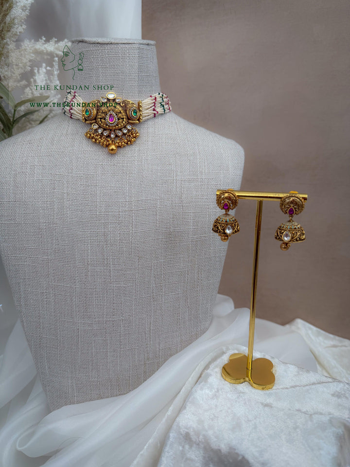 Add The Drama // Pink &amp; Green Necklace Sets THE KUNDAN SHOP 