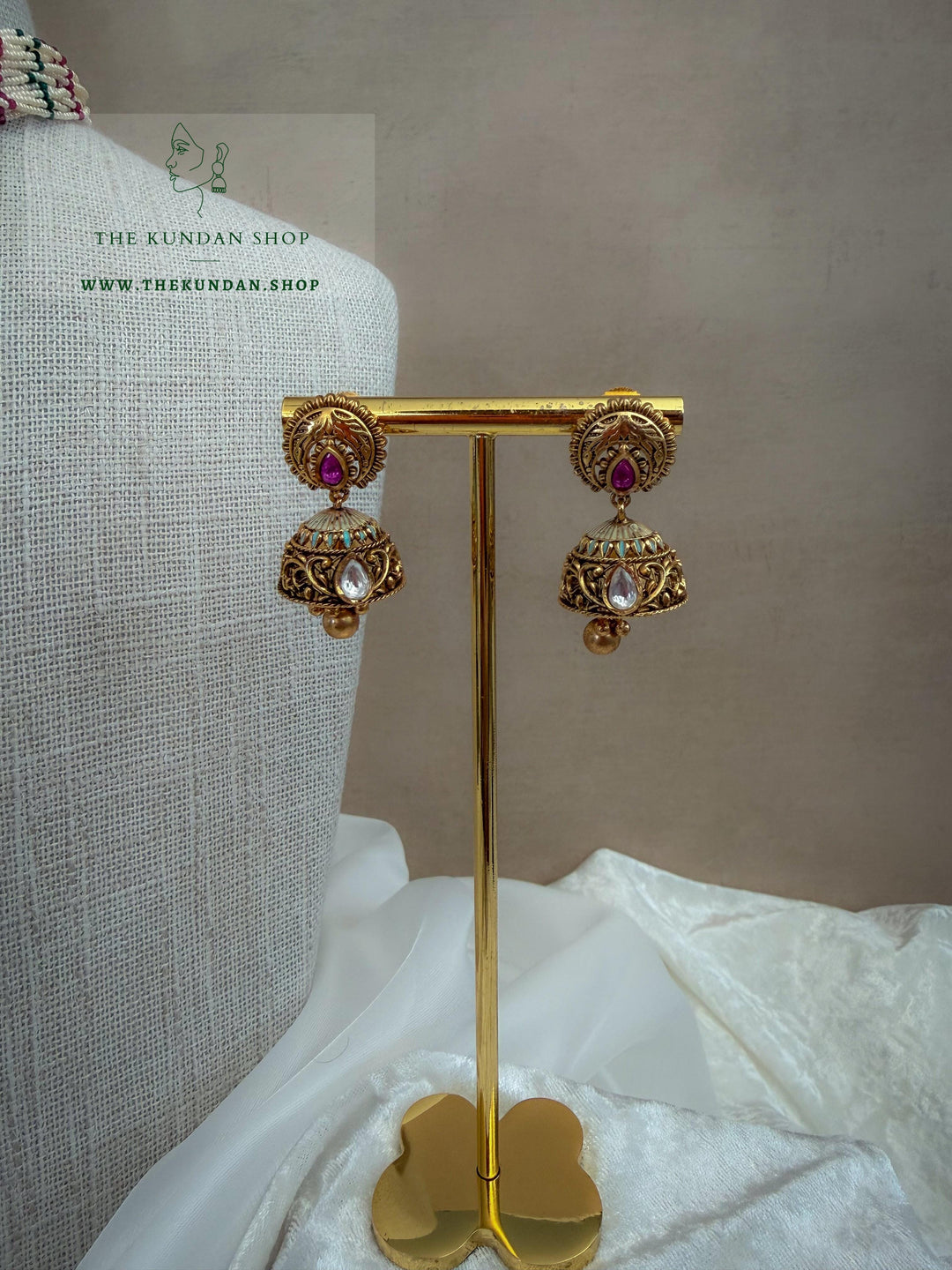 Add The Drama // Pink &amp; Green Necklace Sets THE KUNDAN SHOP 