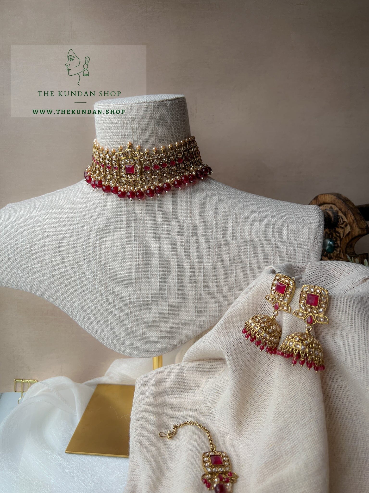 Vivid in Ruby Necklace Sets THE KUNDAN SHOP 