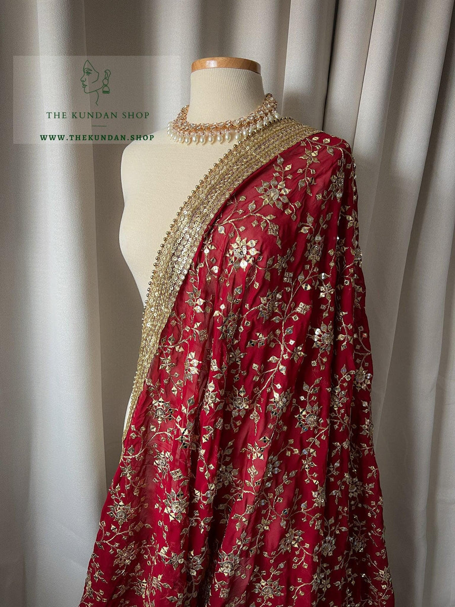 Maroon Sheesha Dupatta Dupatta THE KUNDAN SHOP 