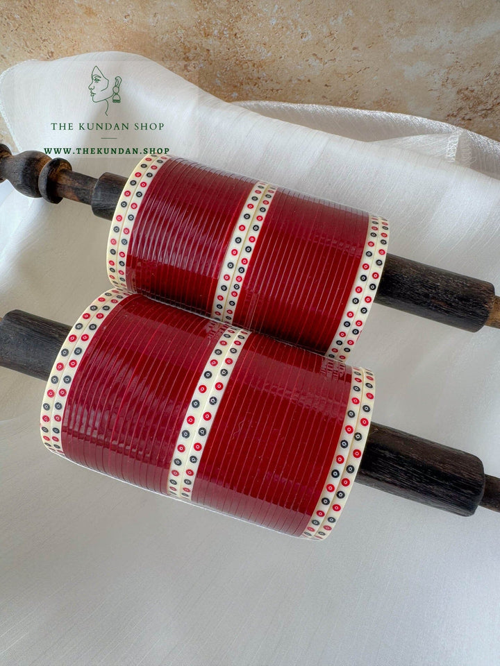 The Traditional Bride in Maroon Bangles THE KUNDAN SHOP 