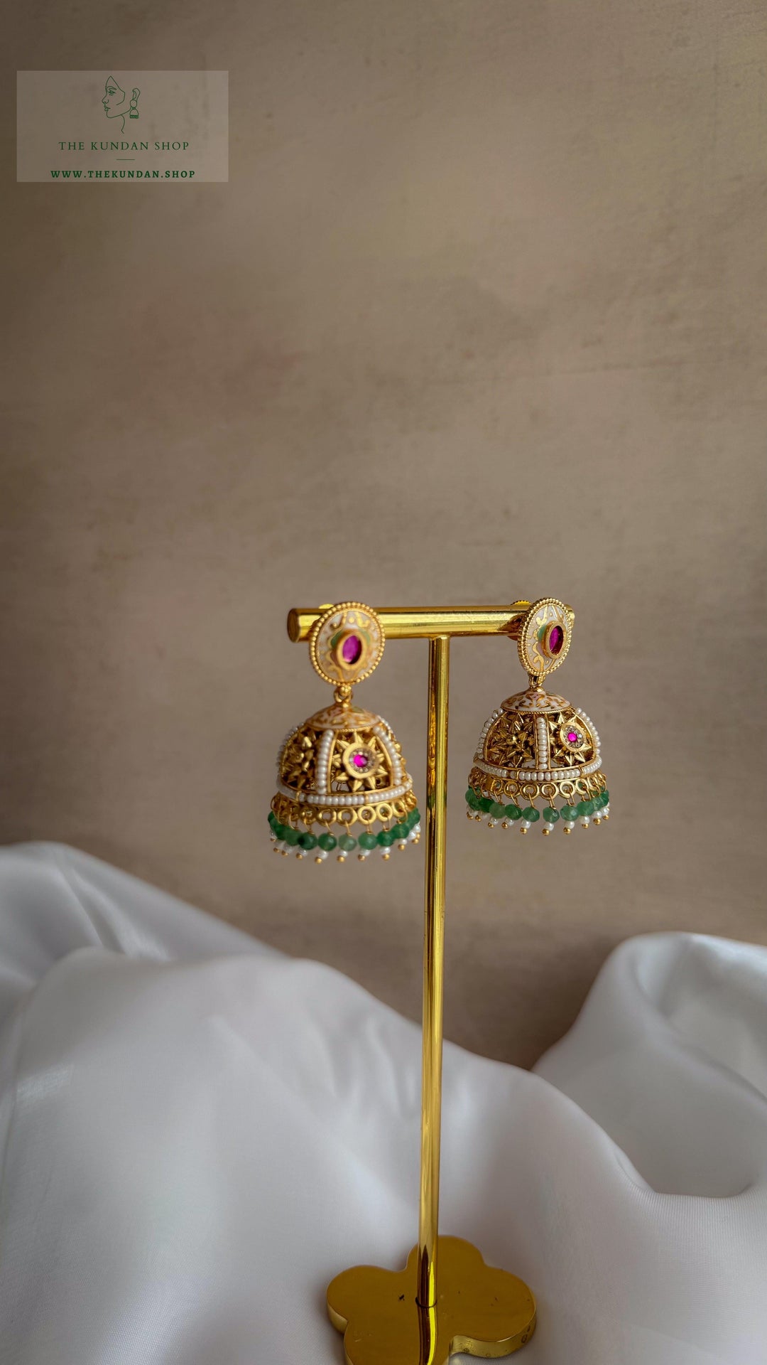 Painted Pastels // Meenakari Jhumki Earrings THE KUNDAN SHOP Pink &amp; Green 