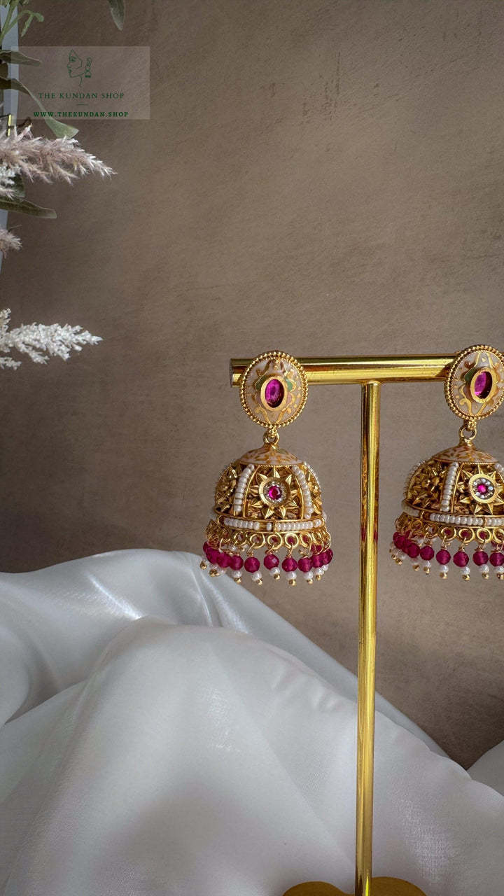 Painted Pastels // Meenakari Jhumki Earrings THE KUNDAN SHOP 