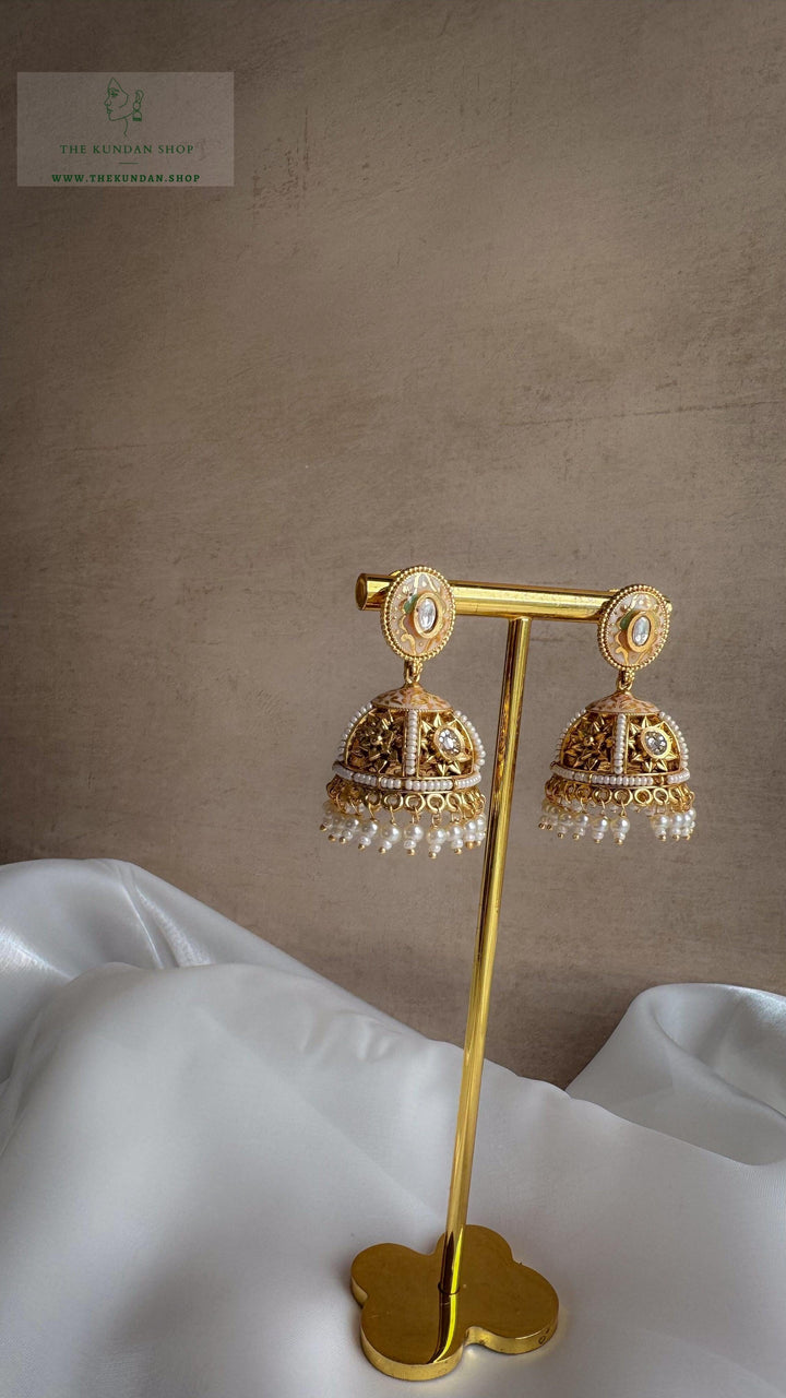 Painted Pastels // Meenakari Jhumki Earrings THE KUNDAN SHOP Pearl 
