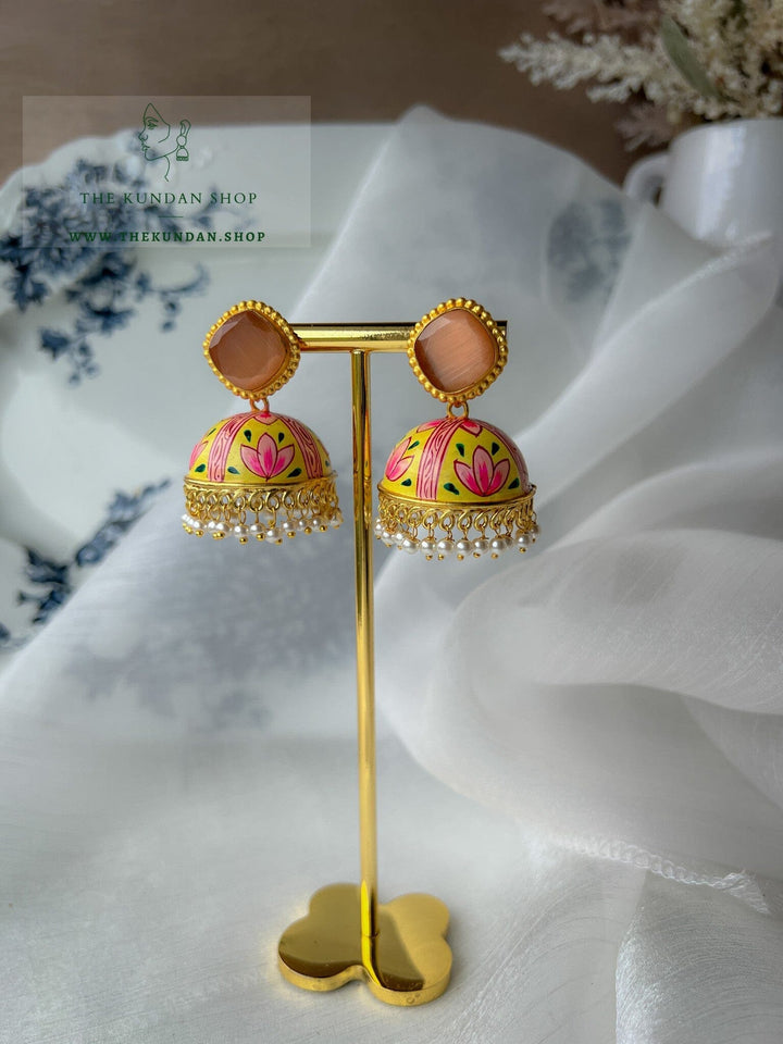 Artist Touch Jhumki Earrings THE KUNDAN SHOP Yellow 