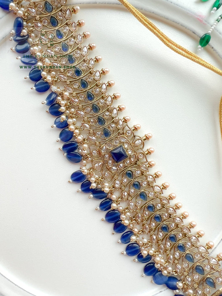 Vivid in Midnight Blue Necklace Sets THE KUNDAN SHOP 