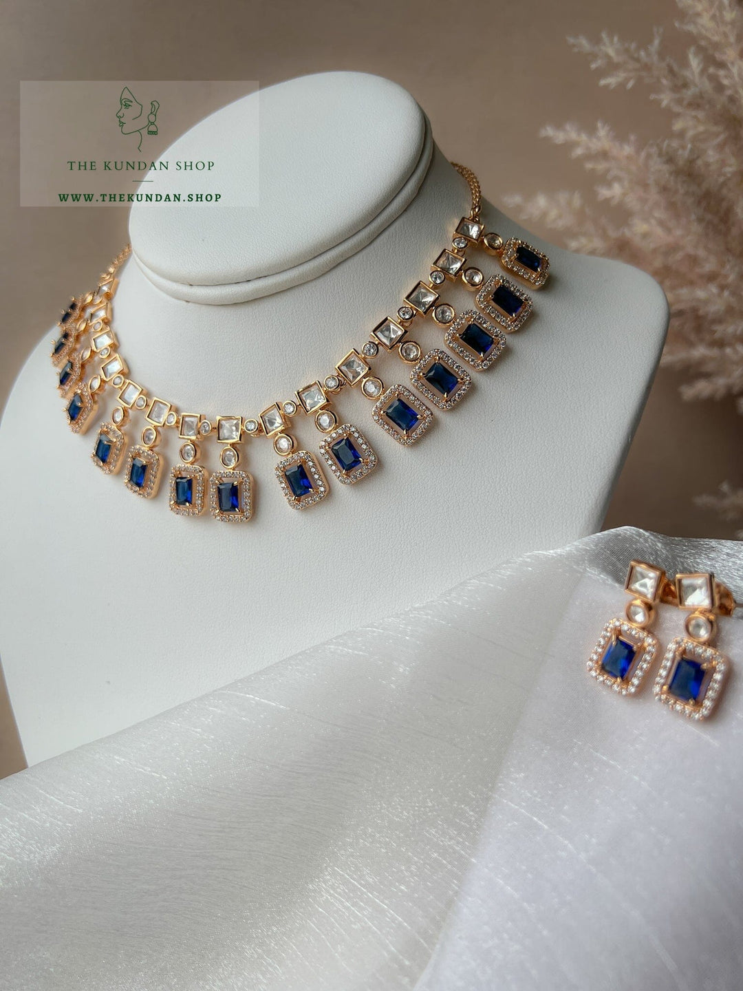 Rise in Midnight Blue Necklace Sets THE KUNDAN SHOP 