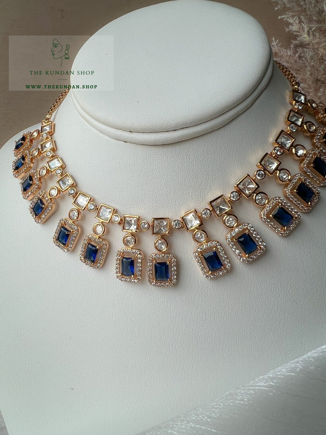 Rise in Midnight Blue Necklace Sets THE KUNDAN SHOP 