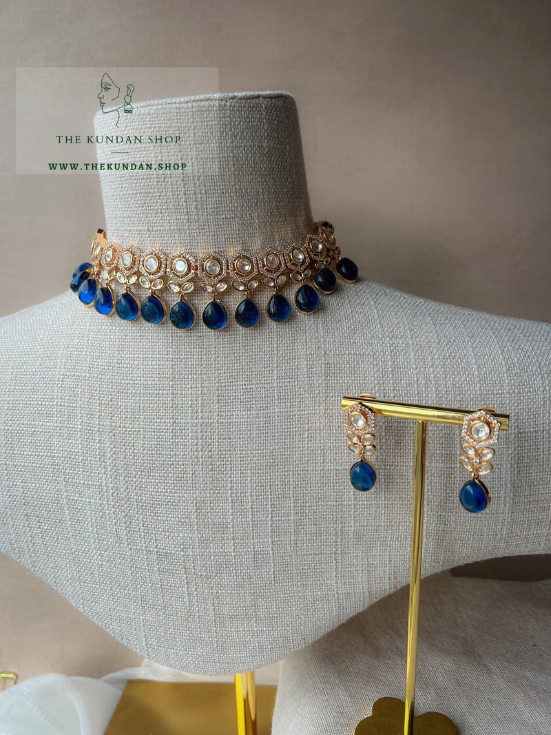 Definite in Midnight Blue Necklace Sets THE KUNDAN SHOP 