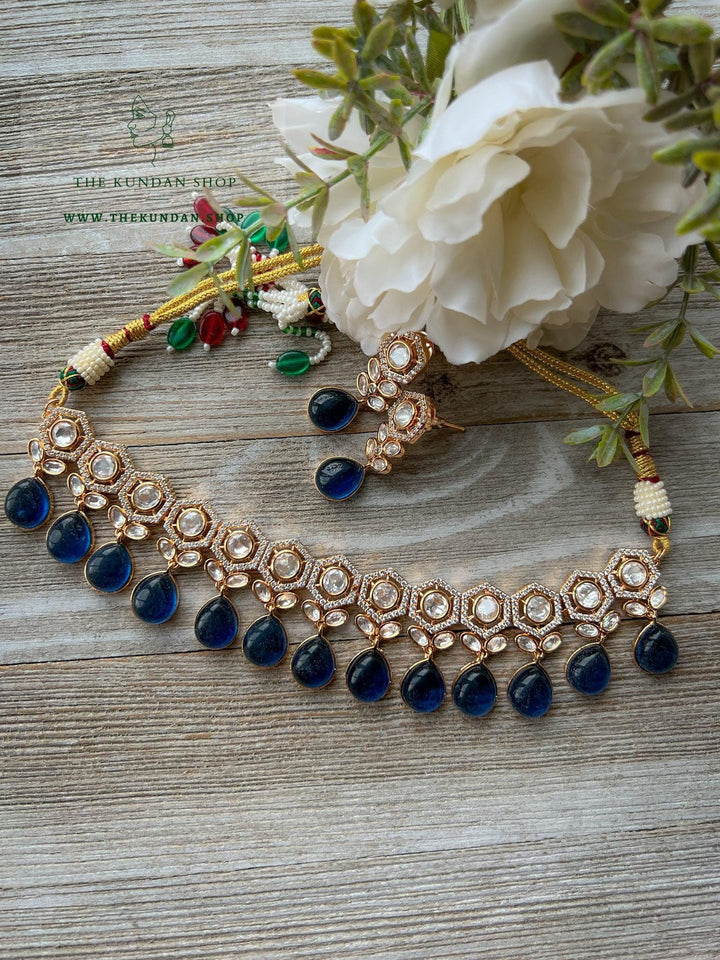 Definite in Midnight Blue Necklace Sets THE KUNDAN SHOP 