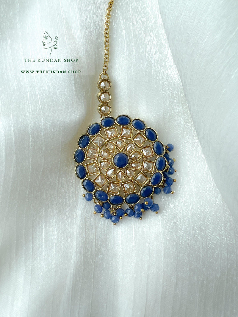 Willing in Midnight Blue Earrings + Tikka THE KUNDAN SHOP 