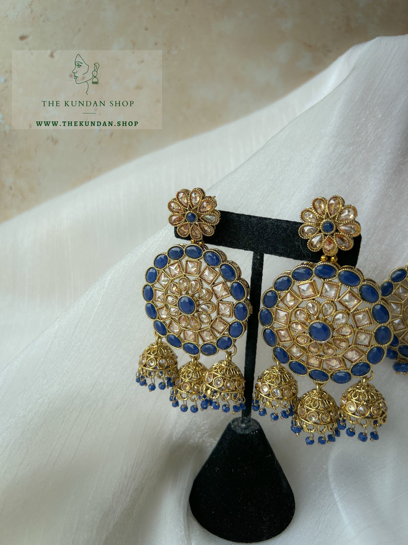 Willing in Midnight Blue Earrings + Tikka THE KUNDAN SHOP 